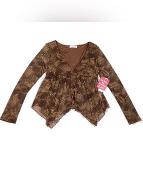 Good Days Project Paisley Print Sheer Peplum Top Festival Boho Western Grunge
